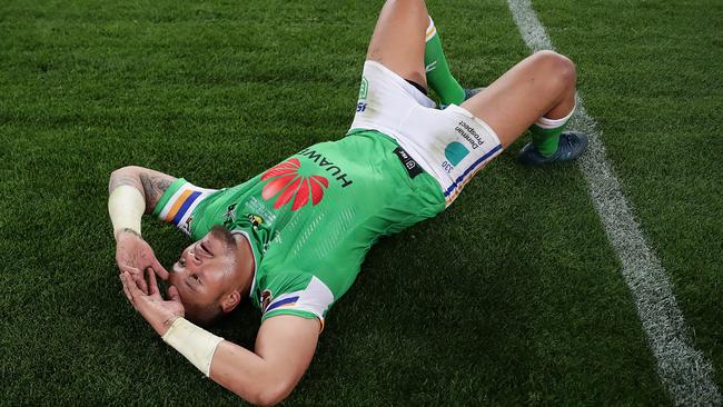 Devastated Joey Leilua after losing the 2019 NRL grand final.