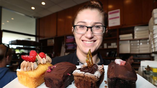 Gerleesa Tai of Flour and Chocolate in Morningside, holding a delicious array of decadent cakes. Picture: Annette Dew