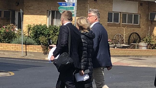 Barossa Valley man Scott Tolhurst (right) leaves the Tanunda Magistrates Court on Tuesday.