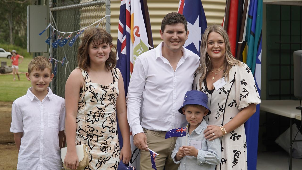 Louis, Iwena, Jani, Altus and Liam Viljoen at the 2024 Australia Day Citizenship ceremony in Kingaroy.