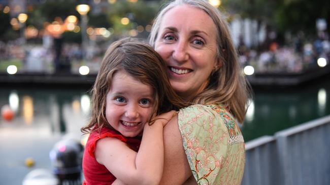 Andrea (right) and Esme Wright at Darwin's Waterfront Precinct for New Year's Eve 2024. Picture: Alex Treacy