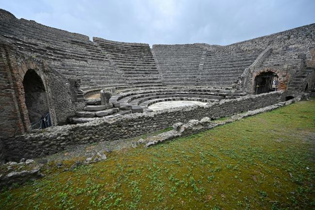 A view shows the Amphitheatre of Pompeii at the Archaeological Park of Pompeii -- new research indicates victim of the 79 AD eruption of Mt Vesuvius may have been killed by a simultaneous earthquake