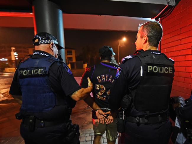 Ridealong with Townsville RAP members Sergeant John McHugh and Constable Robert Boye.  11:40pm Police called to brawl at the Hotel Allen with people arrested and taken to the Townsville watchhouse. Picture: Zak Simmonds