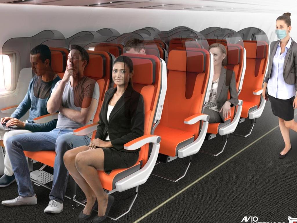 Italian company Aviointeriors proposed similar pod-like seats last month. Picture: Aviointeriors