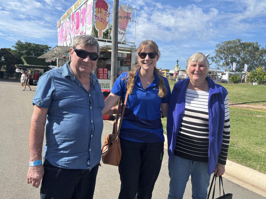 Beryl Vaughan, David Cotter and Maddie Persal at the Fraser Coast Show.