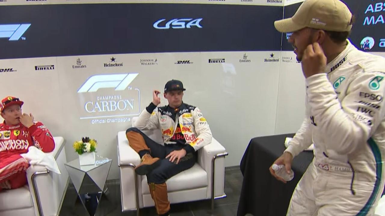Monday morning’s podium green room was slightly more awkward, after notoriously untalkative Kimi Raikkonen struck up conversation with Lewis Hamilton.