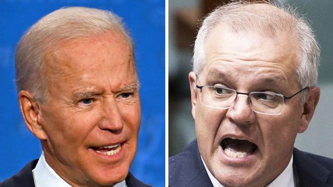 Joe Biden and Scott Morrison. Picture: AFP; NCA Newswire