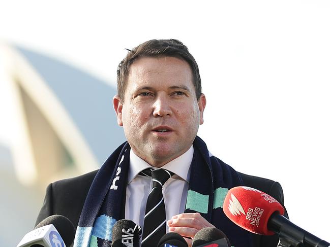 SYDNEY, AUSTRALIA - JUNE 26: Football Federation Australia Chief Executive Officer James Johnson speaks to the media during a media opportunity following the successful bid for Australia & New Zealand to host the 2023 FIFA Women's World Cup, at Hickson Road Reserve, The Rocks on June 26, 2020 in Sydney, Australia. (Photo by Mark Metcalfe/Getty Images)