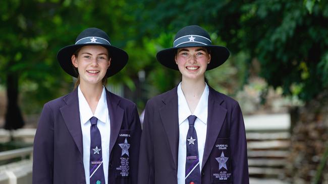 Lourdes Hill College captains Ella Stone and Ella Raymond. Photo – contributed.