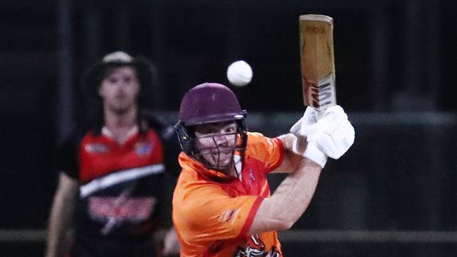 Badgers batsman Angus Warnock made 12 runs off 8 balls in the Barrier Reef Big Bash grand final match between the Piccones Badgers and Twomey Schrieber Thunder at Griffiths Park, Manunda. Picture: Brendan Radke