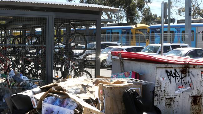 Rubbish at Craigieburn station, one of the worst ranked. Picture: Stuart Milligan