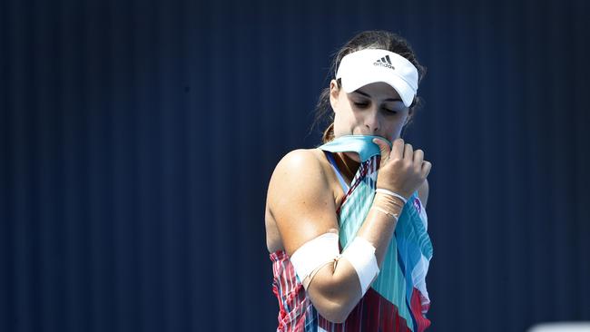 Kimberly Birrell playing against D Kovinic. Picture: KIM EISZELE