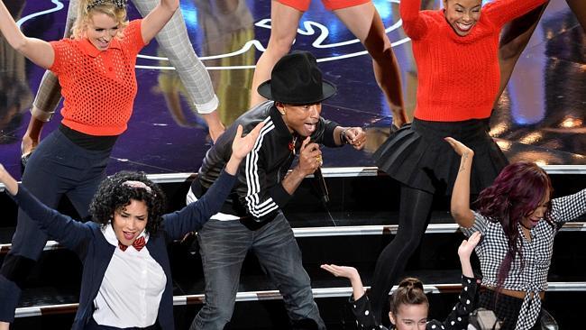 Singer Pharrell Williams performs onstage during the Oscars at the Dolby Theatre on March