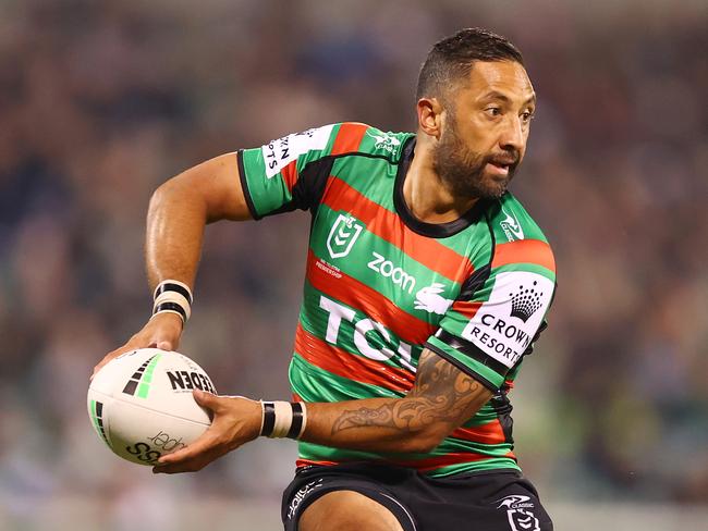 CANBERRA, AUSTRALIA - APRIL 29: Benji Marshall of the Rabbitohs in action during the round eight NRL match between the Canberra Raiders and the South Sydney Rabbitohs at GIO Stadium, on April 29, 2021, in Canberra, Australia. (Photo by Mark Nolan/Getty Images)