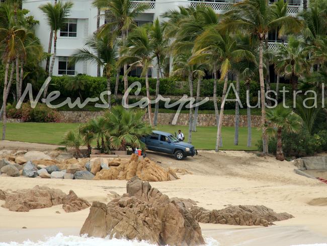 Security patrol the grounds and beach at the exclusive One &amp; Only Resort in Mexico ahead of the wedding. Picture: News Corp Australia