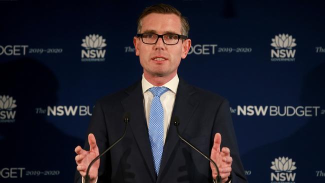 NSW Treasurer Dominic Perrottet handing down the Budget today. Picture: Toby Zerna