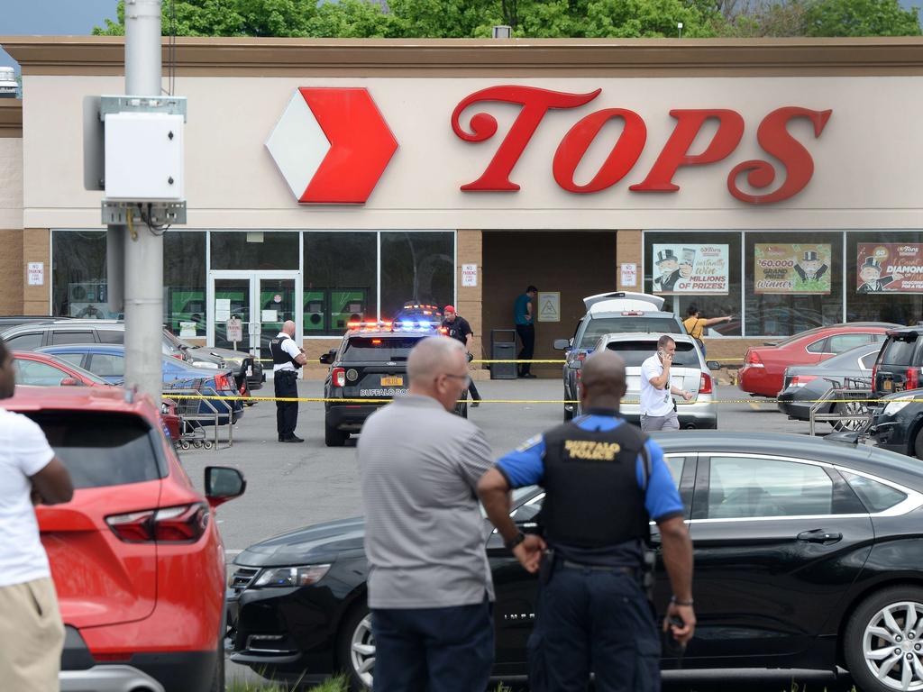 Buffalo Police on scene at a Tops Friendly Market on May 14, 2022 in Buffalo, New York. Picture: Normile/Getty Images/AFP.