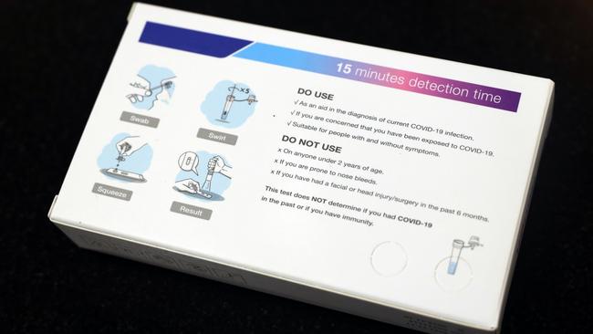 A Covid-19 rapid antigen test. Picture: NCA NewsWire / Nicholas Eagar