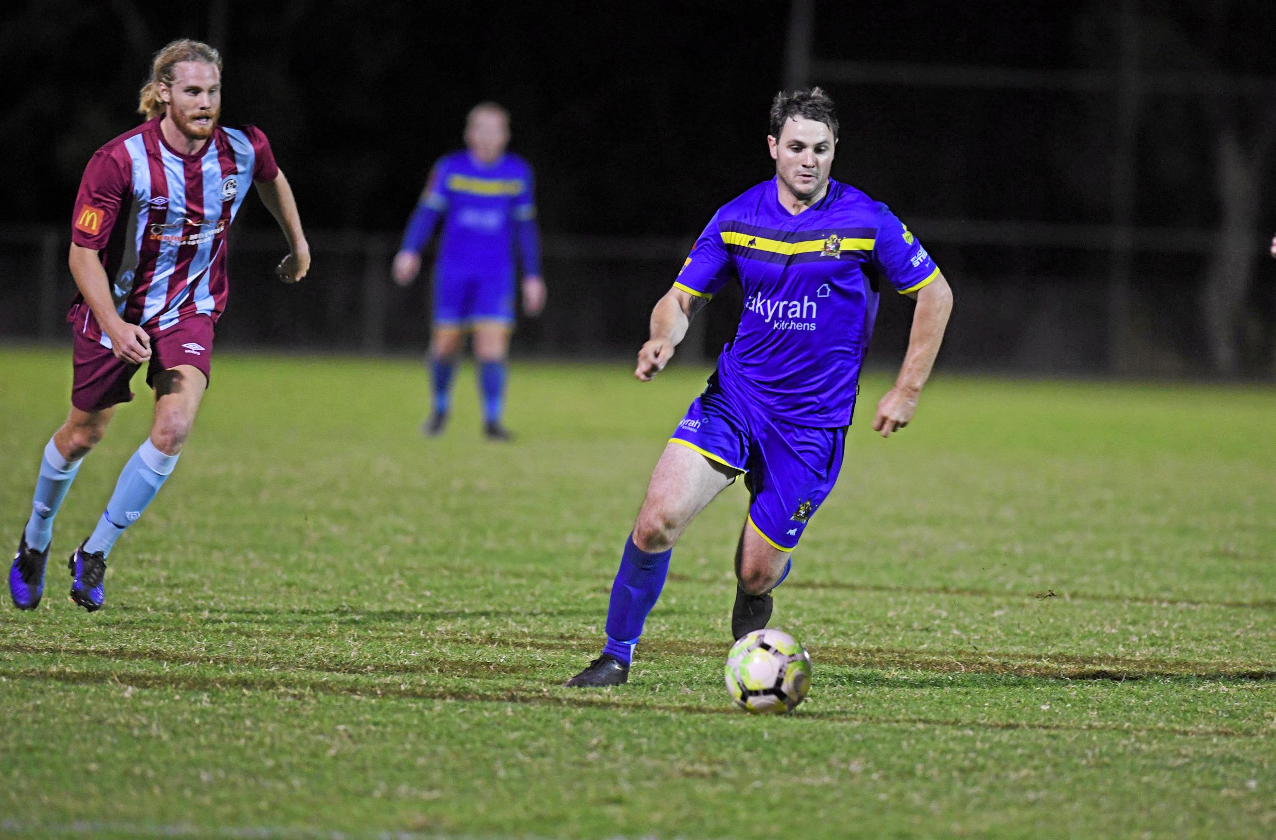 Gympie United Gladiators vs Coolum FC - #9 Jayden Davey. Picture: Troy Jegers