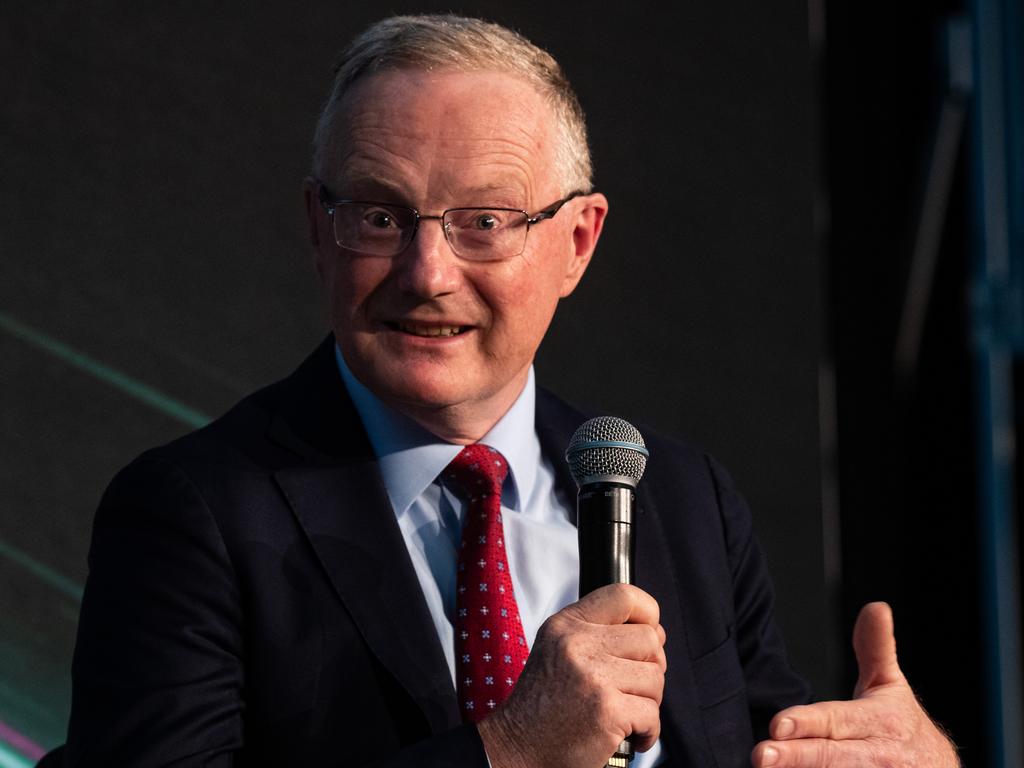 Philip Lowe during a Q&A in Sydney on Wednesday. Picture: NCA NewsWire / Christian Gilles