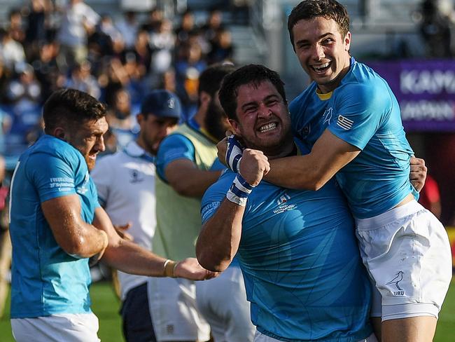 Uruguay's players celebrate.