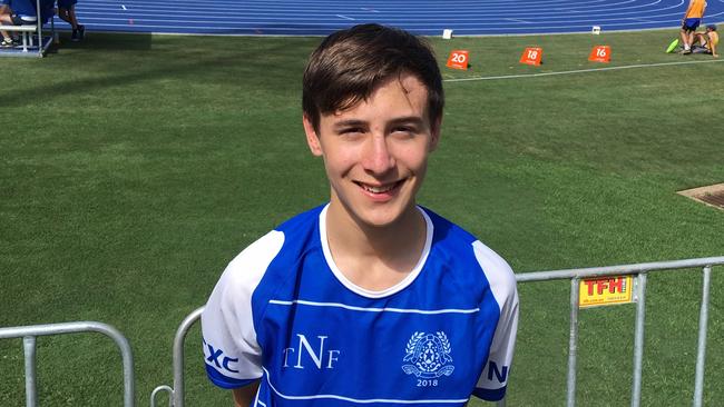 St Joseph’s Nudgee College student Ashley Wong after winning his 200m at the GPS Track and Field.