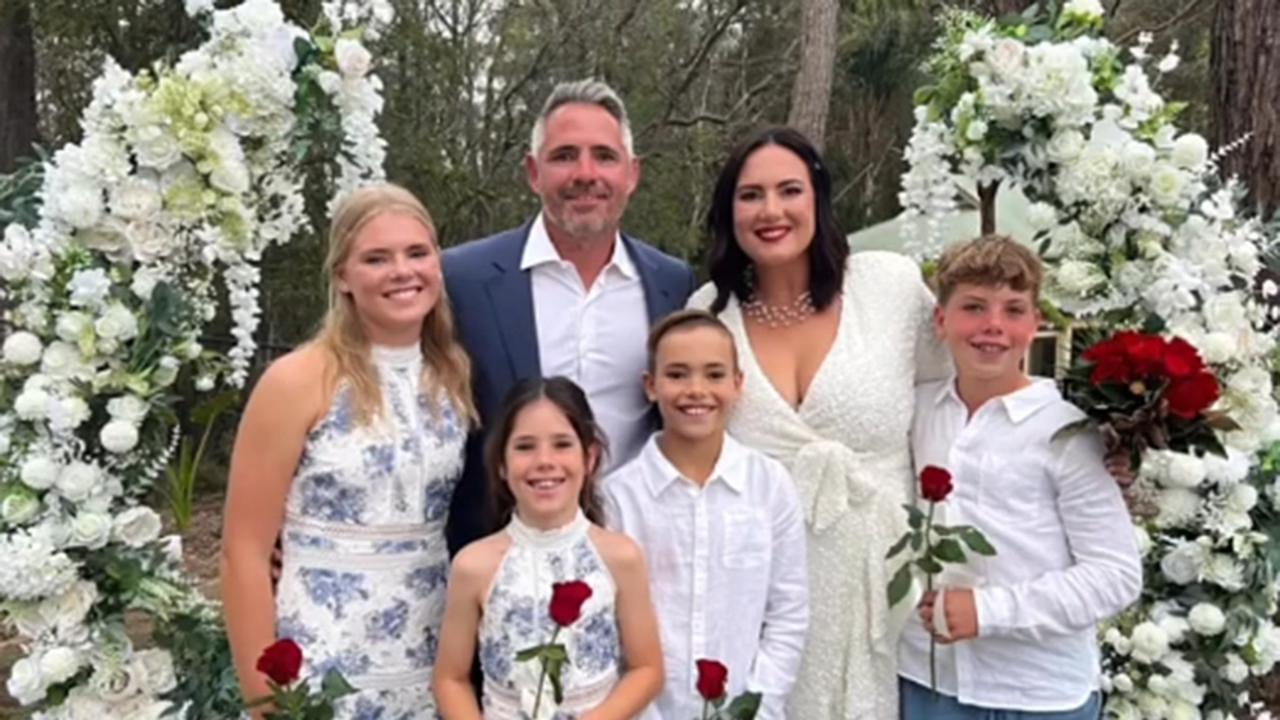 Corey and Margaux Parker renewed their wedding vows with the help of their children. Picture: Instagram