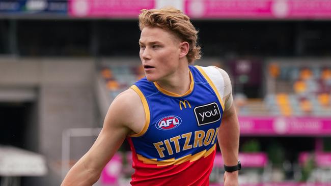 Levi Ashcroft trains with the Brisbane Lions after formally confirming his desire to join the club as a father-son selection at the upcoming AFL national draft.