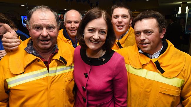 Corangamite: Sarah Henderson with CFA members. Picture: Rob Leeson