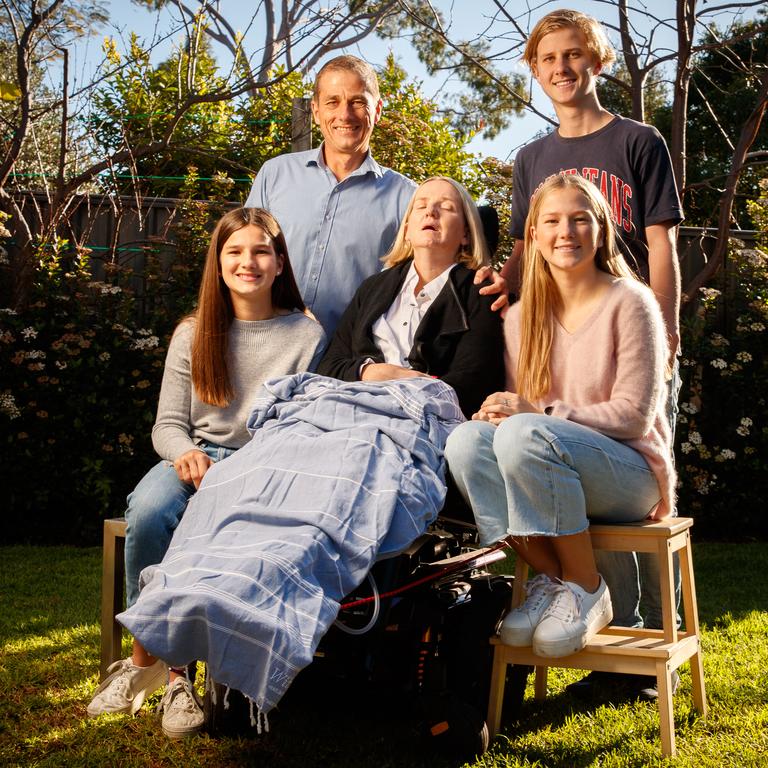 Every MND journey is different, and Anna and Scott Penhall – with their three children Matthew, Mia and Kirsty – refused to take a negative outlook on her condition. Picture: Matt Turner