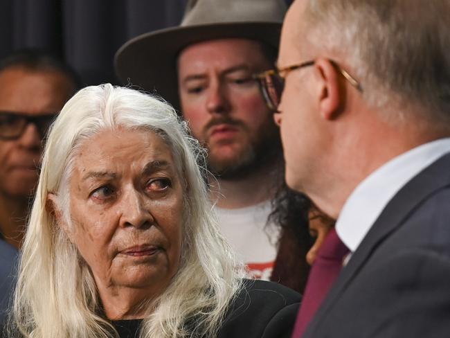 CANBERRA, AUSTRALIA - MARCH 23: Prof. Marcia Langton and members of the Referendum Working Group hold a press conference at Parliament house in Canberra. Picture: NCA NewsWire / Martin Ollman