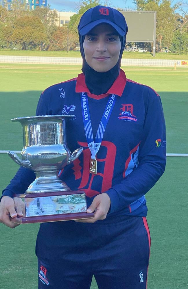 Maryam Omar with the premiership cup.