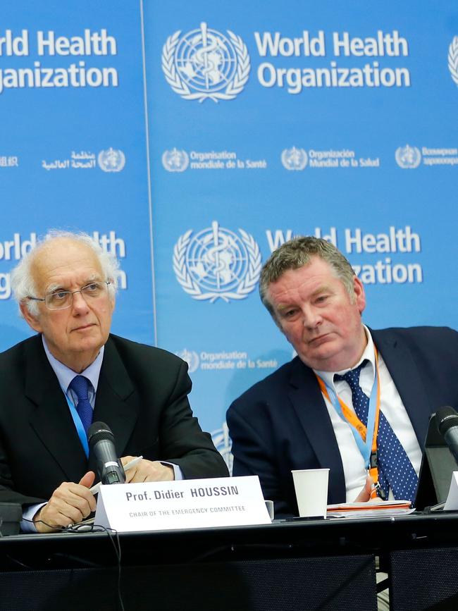 WHO emergencies director Dr Mike Ryan (right) and emergencies chair Professor Didier Houssin.