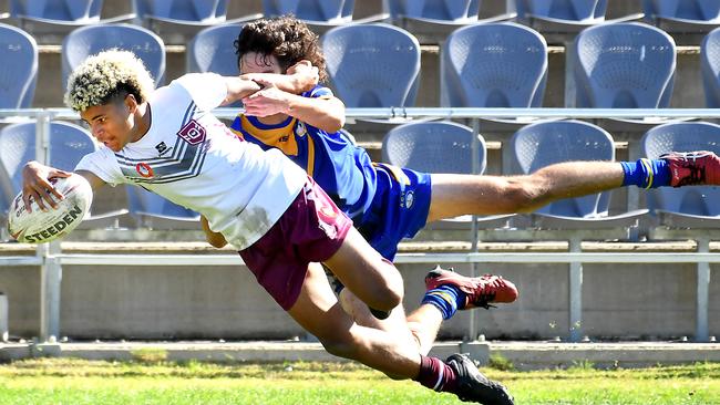 The Sunshine Coast Falcons’ Meninga Cup x-factor player Ellyjah Birve playing for Queensland. Picture, John Gass