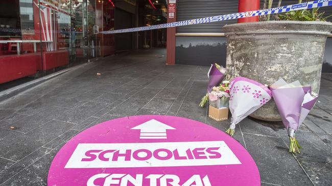 Tributes left where a teen fell to his death from a Gold Coast high-rise. Picture: Nigel Hallett