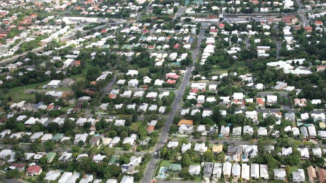 An aerial shot of the inner Brisbane suburb of Lutwyche, which has been identified as risky for investors.