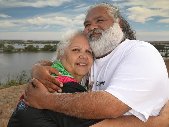 Ngarridnjeri Elder, Aunty Eunice Aston About: She is an elder who grew up on country at Raukkan and has lived through the harsh government policies placed upon Aboriginal people for generations.  She is happy that South Australia is getting a Voice to Parliament and hopes that it leads to bigger and better things in the future for her children and  grandchildren. Pictured here at Murray Bridge, overlooking the Murray River, with her son Gordon Rigney and grandson Gordon Rigney Jnr (Prefers Gordy) (Three Generations). 25 March 2023. Picture Dean Martin