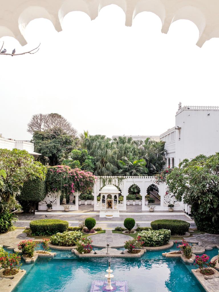 Lily pond at Taj Lake Palace in Udaipur.