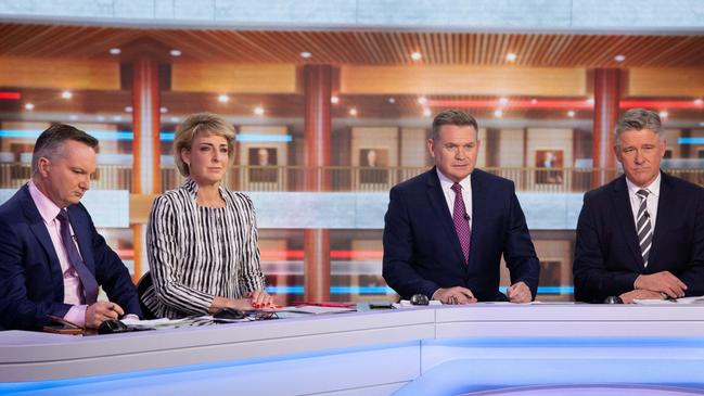 (L-R) Chris Bowen, Michaelia Cash, Michael Usher, and Mark Riley will return to Seven’s election coverage. Picture: Supplied / 7News