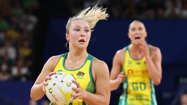 Georgie Horjus in action during game three of the Constellation Cup between Australia Diamonds and Silver Ferns at RAC Arena on October 27, 2024 in Perth, Australia. (Photo by Paul Kane/Getty Images)