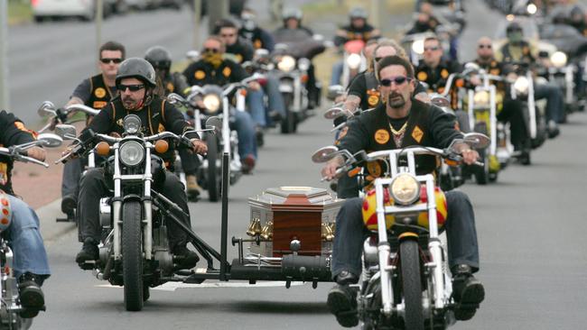 Funeral of murdered Bandidos biker Ross Brand in Geelong.