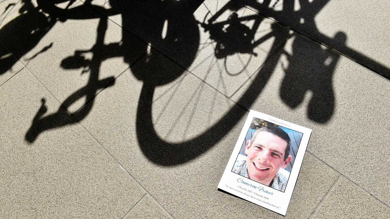 Cyclist Cameron Frewer was remembered by friends and family at a funeral last week. His death has sparked the Unite For Cam campaign. Picture: Patrick Woods