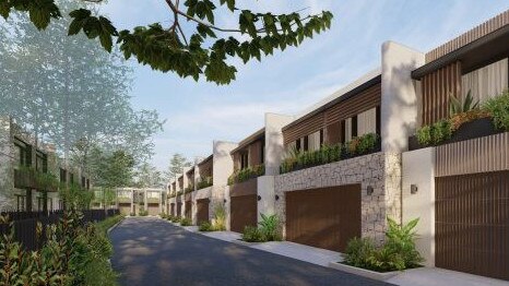 An artist's impression of a row of townhouses proposed for the Flower Power site at Warriewood. Picture: Supplied