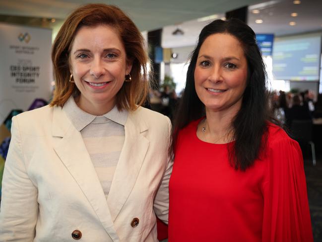 Sport Integrity Australia chief executive Dr Sarah Benson (right) with Minister for Sport Anika Wells.
