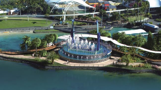 An artist’s impression of the Vortex, an 18m high pendulum thrill ride being built in the new $50 million Atlantis precinct.