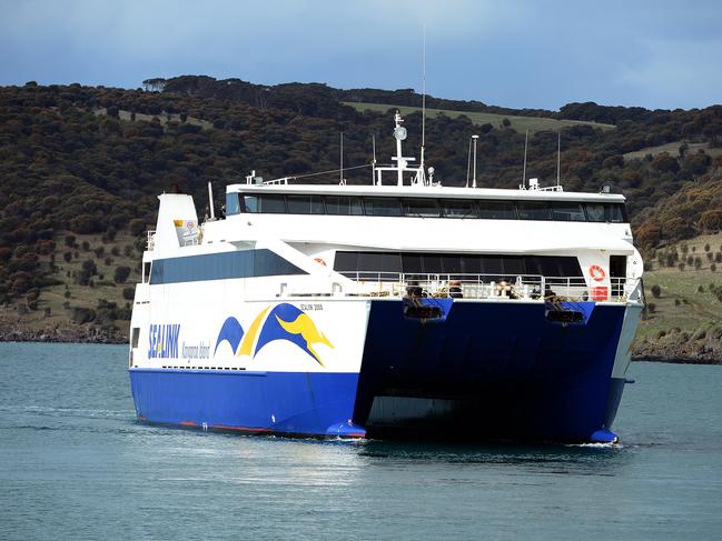 29/05/15 - Sealink Ferry arriving at terminal at Penneshaw on Kangaroo Island. Photo Tom Huntley