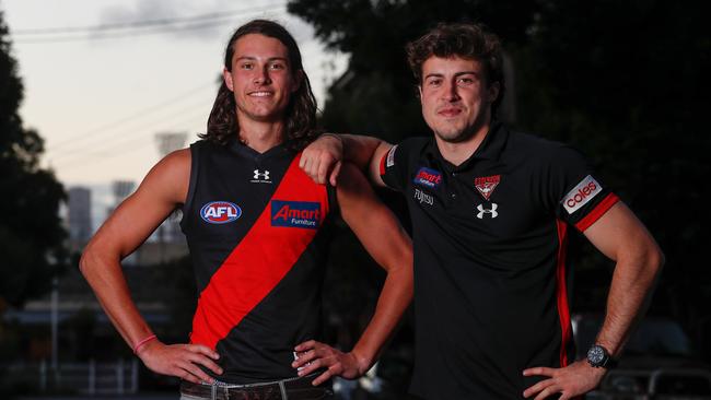 Archie Perkins with Andy McGrath at the AFL Draft.