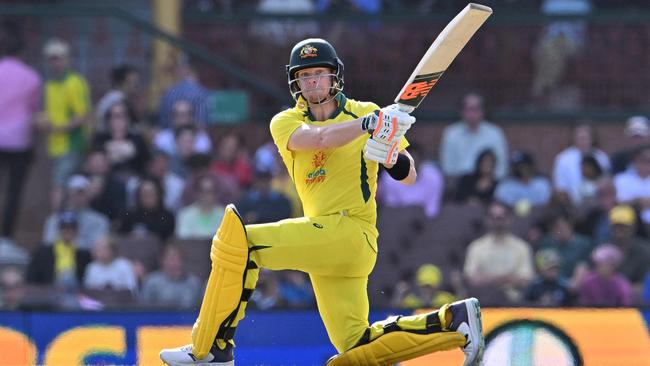 Steve Smith in action against England on Saturday.