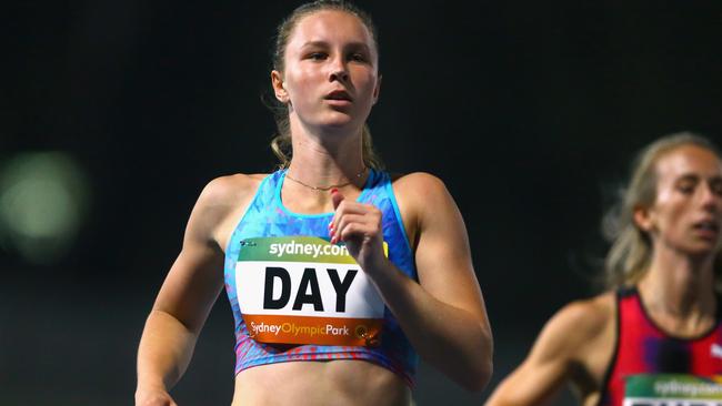 Riley Day wins the 200m at the Australian Athletics Championship.