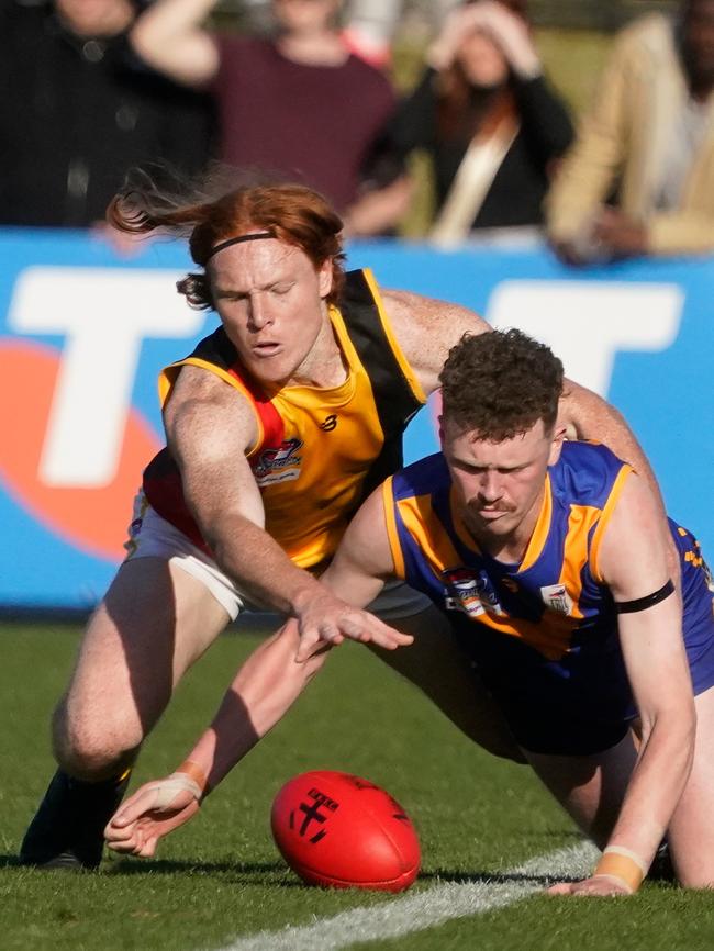 Oliver Moran was relentless in his attack on the footy on Saturday. Picture: Valeriu Campan